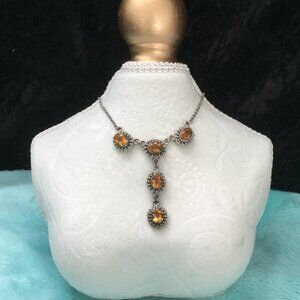 GEMS TV • 925 Sterling Silver Citrine Y Necklace • COA